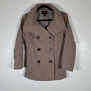 H&M WOMEN'S TAUPE DOUBLED BREASTED
PEA COAT SZ 6